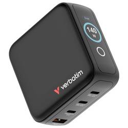 Verbatim 30240 USB nabíječka, GaN, 140 W, QC 3.0, Power Delivery 3.0, černá