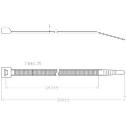 TRU COMPONENTS TC-12533364, stahovací pásky, 7.6 mm, 300 mm, černá, 100 ks