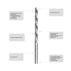 kwb 217065 HSS spirálový vrták 6.5 mm Celková délka 149 mm DIN 340 válcová stopka 1 ks