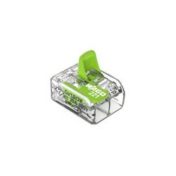 WAGO 221-422, 221, kabelová svorka, 0.14-4 mm², kontakty 2, transparentní, zelená, Box, 100 ks