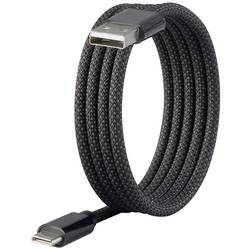 Renkforce USB kabel USB 2.0 USB-C ® zástrčka, USB-A zástrčka 1.00 m černá S magnetickým vinutím, látkový potah RF-6437924
