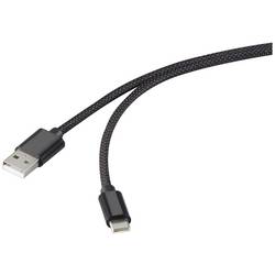 Renkforce USB kabel USB 2.0 USB-C ® zástrčka, USB-A zástrčka 1.00 m černá S magnetickým vinutím, látkový potah RF-6437924