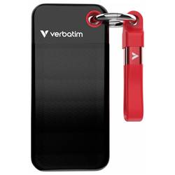 Verbatim Pocket 1 TB, externí SSD disk, USB-C™ (USB 3.2 Gen 2), černá, červená