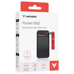 Verbatim Pocket 1 TB, externí SSD disk, USB-C™ (USB 3.2 Gen 2), černá, červená