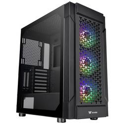 Thermaltake CA-1W2-00M1WN-01 midi tower PC skříň černá 3 předinstalované LED ventilátory, kompatibilní s LCS, boční okno, vhodné pro vodní chlazení DIY, vhodné