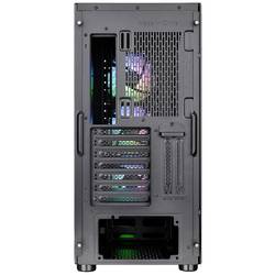 Thermaltake CA-1W2-00M1WN-01 midi tower PC skříň černá 3 předinstalované LED ventilátory, kompatibilní s LCS, boční okno, vhodné pro vodní chlazení DIY, vhodné