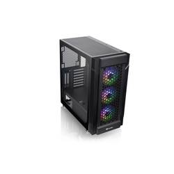 Thermaltake CA-1W2-00M1WN-01 midi tower PC skříň černá 3 předinstalované LED ventilátory, kompatibilní s LCS, boční okno, vhodné pro vodní chlazení DIY, vhodné