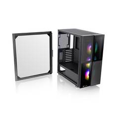 Thermaltake CA-1W1-00M1WN-01 midi tower PC skříň černá 3 předinstalované LED ventilátory, kompatibilní s LCS, boční okno, vhodné pro vodní chlazení DIY, vhodné