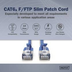 Digitus DK-1632-A-020S-B RJ45 síťové kabely, propojovací kabely CAT 6A F/FTP 2 m modrá barevně rozlišený, stíněný, točený drát, S průchodkou chránící proti