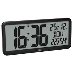 TFA Dostmann 60.4525.01 DCF nástěnné hodiny 356 mm x 161 mm x 27 mm, černá, velký displej