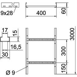 OBO Bettermann 6209614 vodič kabelu (d x š x v) 3 m x 400.00 mm x 60.00 mm 3 m šedá