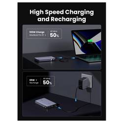 UGREEN 25188 powerbanka Li-Ion, 20000 mAh, USB-C®, USB, šedá
