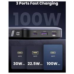 UGREEN 25188 powerbanka Li-Ion, 20000 mAh, USB-C®, USB, šedá