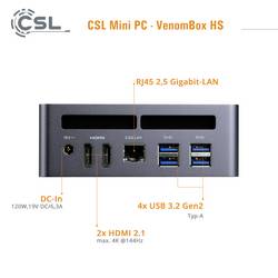 CSL Computer mini PC (HTPC) VenomBox 8845HS AMD Ryzen 7 8845HS 5.1 GHz 64 GB RAM 500 GB SSD AMD Radeon™ 780M Win 11 Home 90543