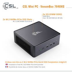 CSL Computer mini PC (HTPC) VenomBox 7640HS AMD Ryzen 5 7640HS 5 GHz 96 GB RAM 2000 GB SSD AMD Radeon™ 760M Win 11 Pro 93202