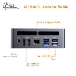 CSL Computer mini PC (HTPC) VenomBox 7640HS AMD Ryzen 5 7640HS 5 GHz 96 GB RAM 4000 GB SSD AMD Radeon™ 760M Win 11 Pro 93204