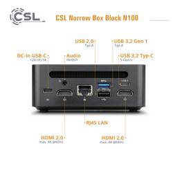 CSL Computer mini PC (HTPC) Narrow Box Black 4K Intel® N N100 3400 GHz 16 GB RAM 4000 GB SSD Intel Intel® UHD Graphics Intel 92976