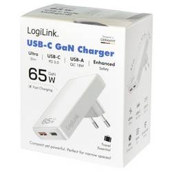 LogiLink PA0368 USB nabíječka, USB-A zásuvka, USB-C® zásuvka, Quick Charge 4.0, Power Delivery 3.0, bílá