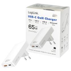 LogiLink PA0368 USB nabíječka, USB-A zásuvka, USB-C® zásuvka, Quick Charge 4.0, Power Delivery 3.0, bílá