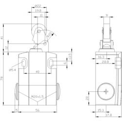 Siemens 3SE51220CE01 3SE5122-0CE01 polohový spínač 6 A páka s rolnou/simulovanou rolnou, kovová páka, plastový válec IP66, IP67 1 ks