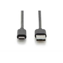 Digitus USB kabel USB 2.0 USB-C ® zástrčka, USB-A zástrčka 3.00 m černá dvoužilový stíněný, oboustranně zapojitelná zástrčka AK-300148-030-S
