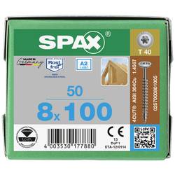 SPAX 0257000801005 R 88193 m.Spitze/T-STAR TG šroub do dřeva 8 mm 100 mm T-STAR plus nerezová ocel A2 50 ks