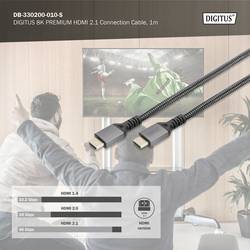 Digitus HDMI kabel Zástrčka HDMI-A 1 m černá DB-330200-010-S 8K UHD, hliníková zástrčka, Audio Return Channel, dvoužilový stíněný, třížilový stíněný, eARC,