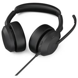 Jabra Evolve2 50 Headset otevřená (On Ear) kabelová, Bluetooth® stereo černá Redukce šumu mikrofonu, Potlačení hluku headset, Vypnutí zvuku mikrofonu, regulace