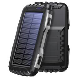 Denver PSO-20010 MK2 solární powerbanka 20000 mAh, USB-C®, antracitová, Kapesní svítilna, Indikátor stavu