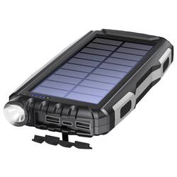 Denver PSO-20010 MK2 solární powerbanka 20000 mAh, USB-C®, antracitová, Kapesní svítilna, Indikátor stavu