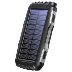 Denver PSO-20010 MK2 solární powerbanka 20000 mAh, USB-C®, antracitová, Kapesní svítilna, Indikátor stavu