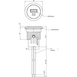 Vestavná zásuvka Power USB ProCar, Proudová zatížitelnost (max.) 3 A, Vhodný pro USB A