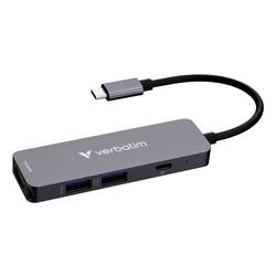 Verbatim 32155 USB Hub USB 3.2 (Gen 1x1) , USB-C™ (USB 3.2 Gen 1), HDMI™, USB 2.0 USB 3.2 Gen1, USB 2.0 5 GBit/s UHD, s hliníkovým krytem černá Essentials