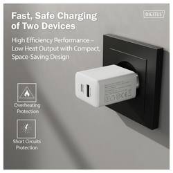 Digitus DA-10300 USB nabíječka, 1x USB A , 1x USB-C®, 20 W, bílá