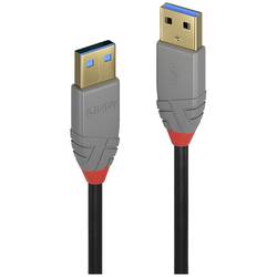 LINDY USB kabel USB 3.2 Gen1 USB-A zástrčka, USB-A zástrčka 5.00 m černá, šedá kulatý, pozlacené kontakty, pocínovaný, třížilový stíněný 36754