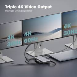 Digitus USB-C® dokovací stanice DA-70917 vč. funkce nabíjení, integrovaná čtečka karet, Podporuje rozlišení 8K při frekvenci 30 Hz (1x) / 4K při 30 Hz (2x)
