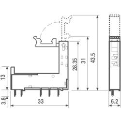Finder 93.11 patice pro relé S úchytným třmenem , Finder řada 34, Finder 34.51, Finder 34.81, (d x š x v) 33 x 6.2 x 28.35 mm, 1 ks