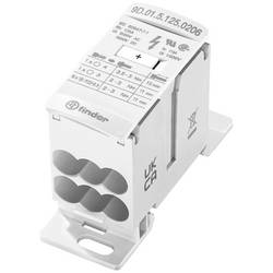 Finder 9D.01.5.125.0206 rozdělovač bílá 8pólová 16 mm² 125 A 1000 V/AC, 1500 V/DC Typ vodiče = L, N, PE