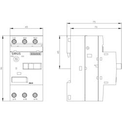 Siemens 3RV1011-0KA10 výkonový vypínač 1 ks 3 spínací kontakty Rozsah nastavení (proud): 0.9 - 1.25 A Spínací napětí (max.): 690 V/AC (š x v x h) 45 x 90 x 81