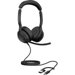Jabra Evolve2 50 Headset otevřená (On Ear) kabelová stereo černá Redukce šumu mikrofonu, Potlačení hluku headset, Vypnutí zvuku mikrofonu, regulace hlasitosti