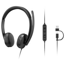 Lenovo LENOVO Wired VoIP Headset 5000 Teams Headset otevřená (On Ear) kabelová černá headset