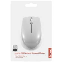 Lenovo 300 Wireless Compact optická myš, přenos bezdrátový, 3 tlačítko, 1000 dpi, šedá