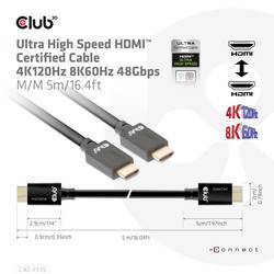 club3D HDMI kabel Zástrčka HDMI-A 5.00 m černá CAC-1375 HDMI kabel