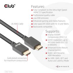 club3D HDMI kabel Zástrčka HDMI-A 5.00 m černá CAC-1375 HDMI kabel