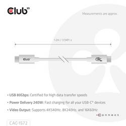 club3D Kabel USB-C USB 4.0 USB-C ® zástrčka 1.20 m bílá CAC-1572