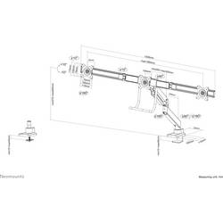 Neomounts NM-D775DX3BLACK držák na stůl pro monitor 3 Displej: (s) 43,2 cm (17) - 61 cm (24) černá nakláněcí, otočný, naklápěcí, nastavitelná výška