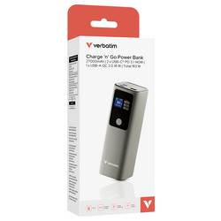 Verbatim Charge ´n´ Go powerbanka Li-Ion, 27000 mAh, QC 3.0, šedá, Indikátor stavu