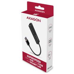 AXAGON HMA-GL3A USB Hub USB 3.2 (Gen 1x1) , čtečka karet, RJ45 USB 3.0 5 GBit/s černá