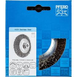 PFERD TOOLS Kuželový kartáč, neopovaný, KBU Ø 115 x 10 mm, drát z nerezové oceli Ø 0,35 pro úhlové brusky POS KBU 11510/M14 INOX 0,35 43316023 1 ks