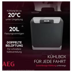 AEG KK20 přenosná lednice (autochladnička) Energetická třída (EEK2021): D (A - G) termoelektrický (peltierův článek) černá, šedá 20°C pod teplotu okolí